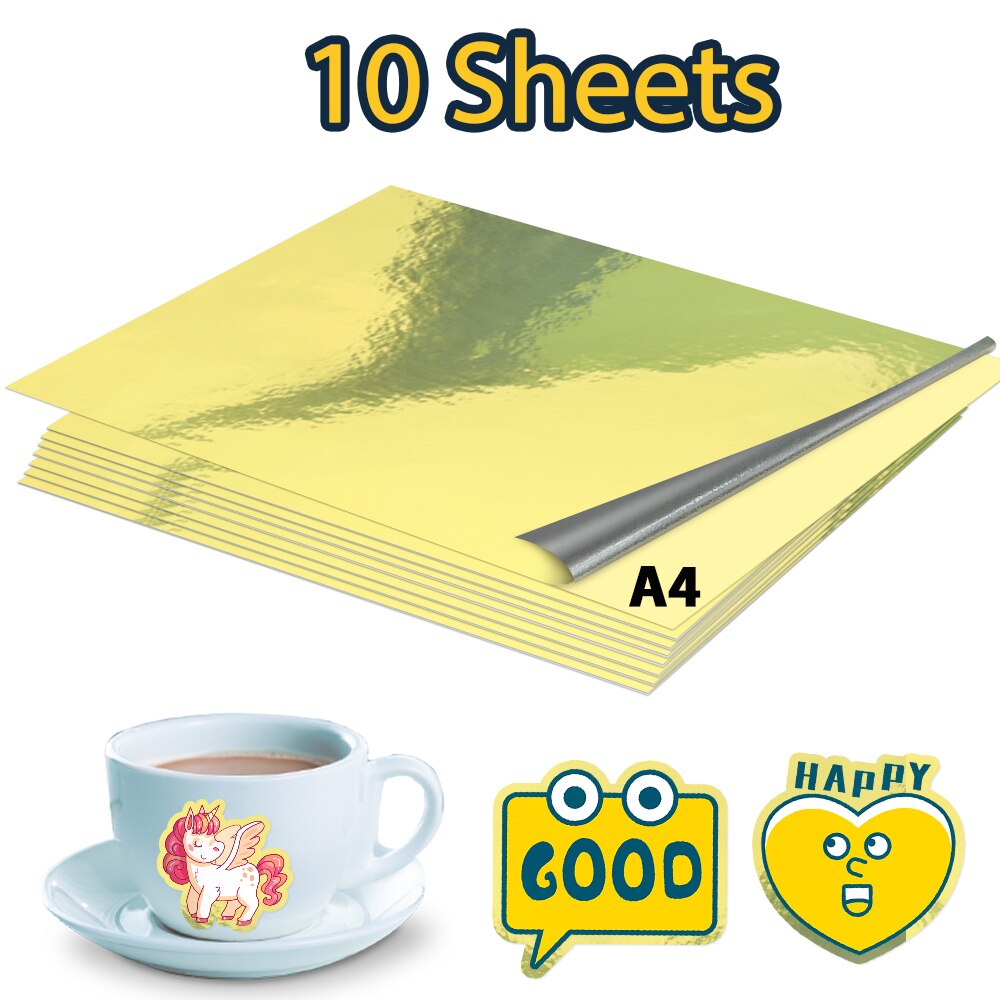 ‘；。【’【 10Sheets White Printable Vinyl Sticker Paper A4 Transparent Waterproof Self-Adhesive Copy Paper For Inkjet Printer DIY Crafts