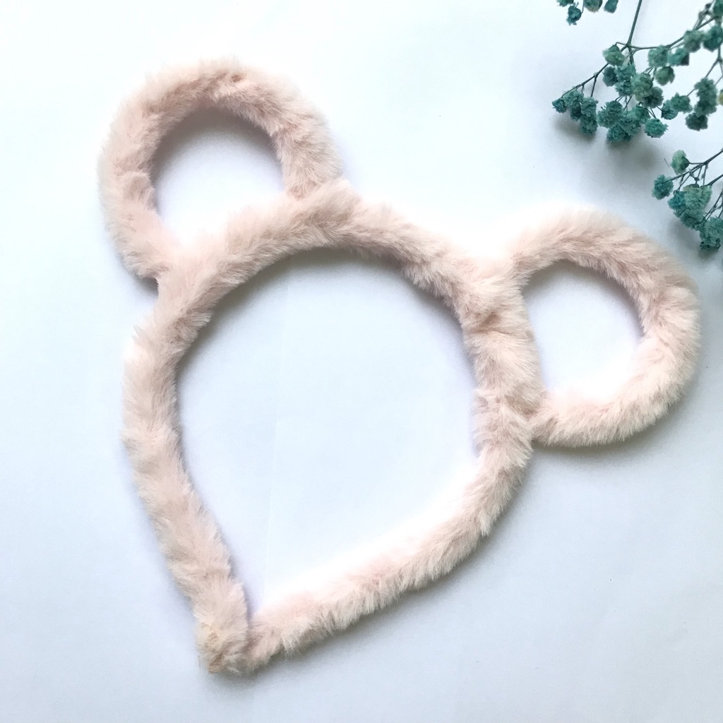 Băng Đô Tai Gấu Lông Xù Mềm Siêu Cute