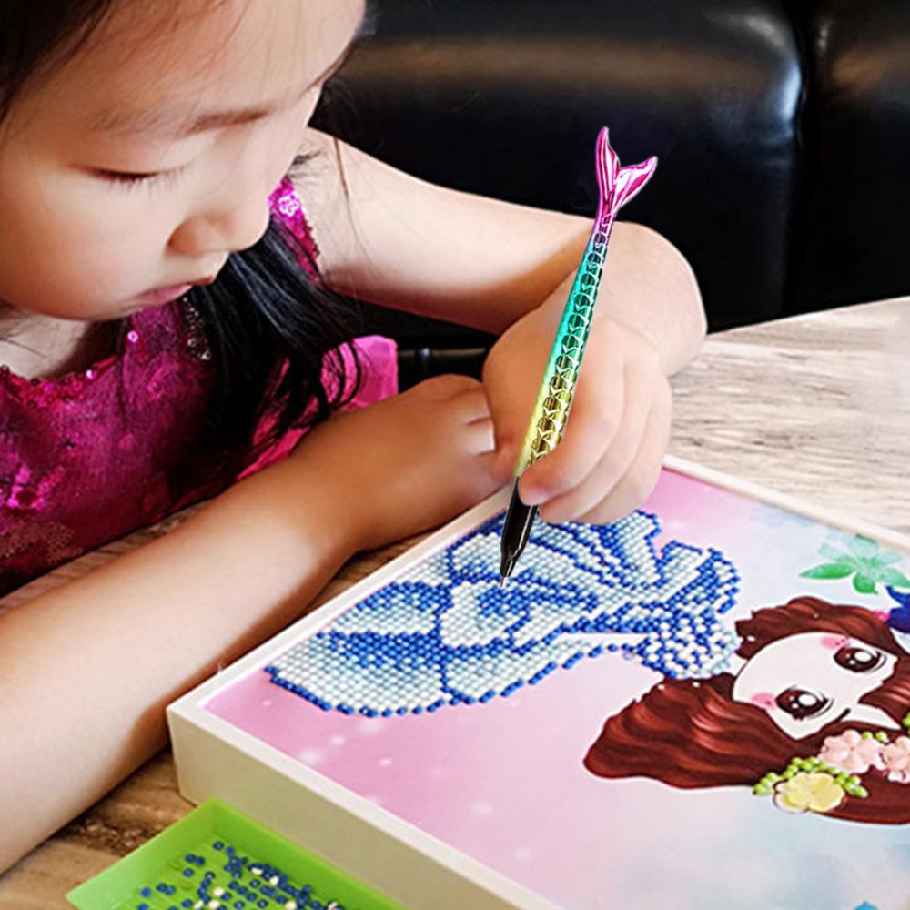 Bút khoan mũi 5D bức tranh kim cương tự làm đuôi cá thạch dụng cụ thủ công