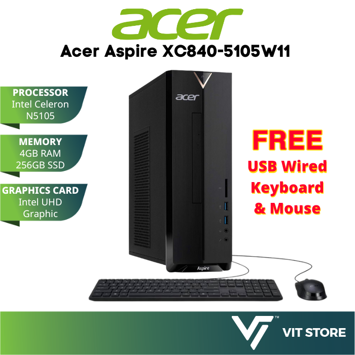 Acer Aspire XC840-5105W11 Desktop PC (Intel Celeron N5105, 4GB