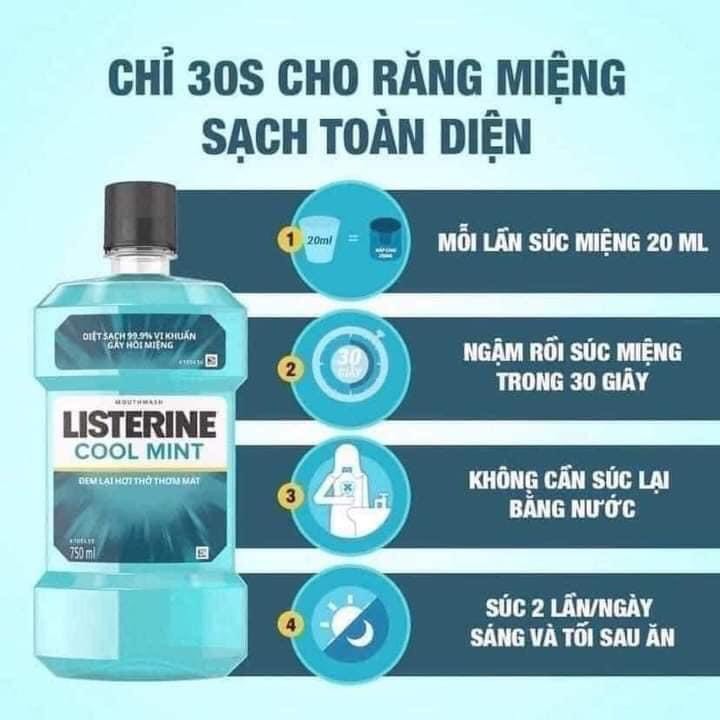 [NỘI ĐỊA THÁI] NƯỚC SÚC MIỆNG LISTERINE COOL MINT 750ML - THÁI LAN