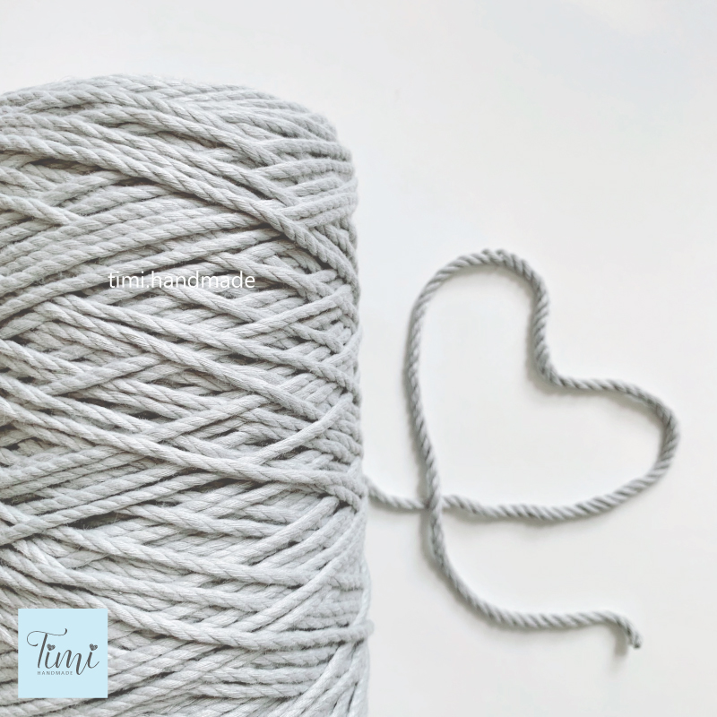 Dây thừng macrame cotton màu XÁM NHẠT size 3mm/5mm mềm mịn