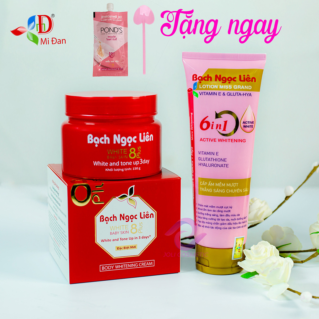 Kem Body Bạch Ngọc Liên 8 plus đỏ & Dưỡng thể Bạch Ngọc Liên