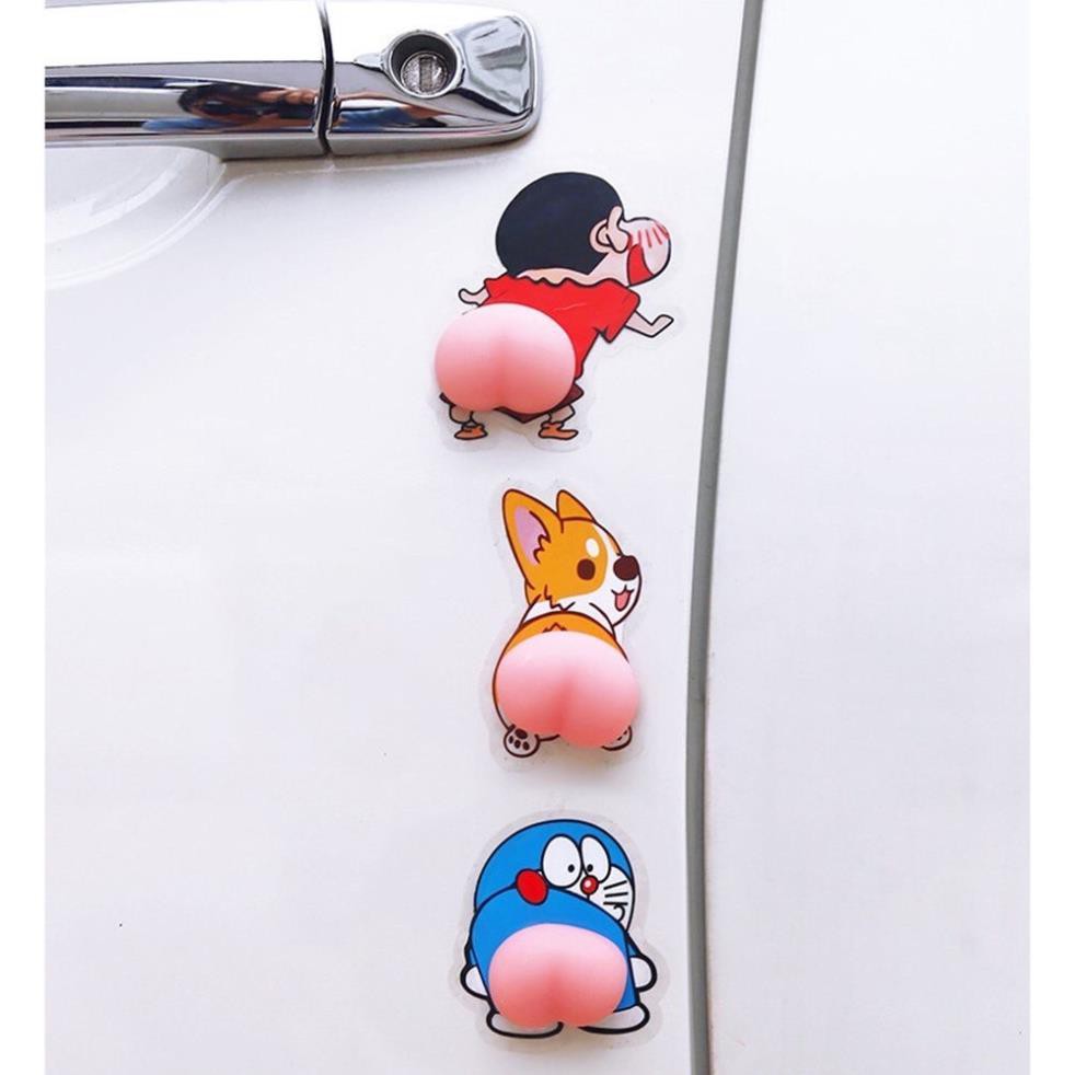 Miếng Dán Mông Sillicon Sticker Quả Đào Mông Shin Mông Voi Mông Chó Thú Bóp Giảm Stress siêu hot dán ốp điện thoại