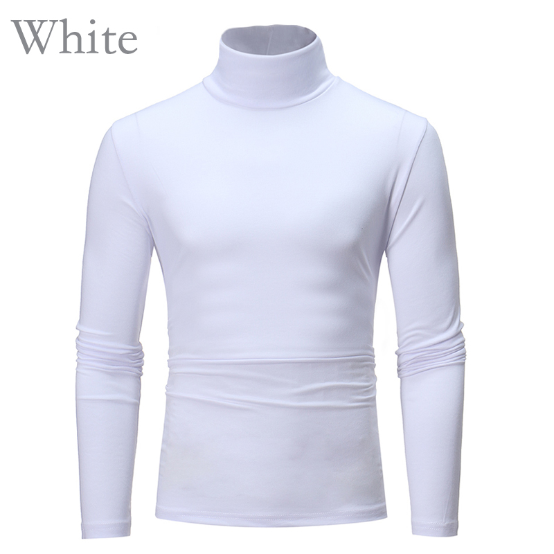 Fnr Men Autumn Pullovers Solid Turtleneck Long Sleeve T-Shirts Winter Basic Fashion