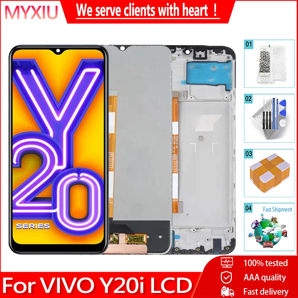 Original 6.51" for vivo y20i lcd display touch screen with frame digitizer assembly replacement for vivo y20i v2027 v2032 lcd