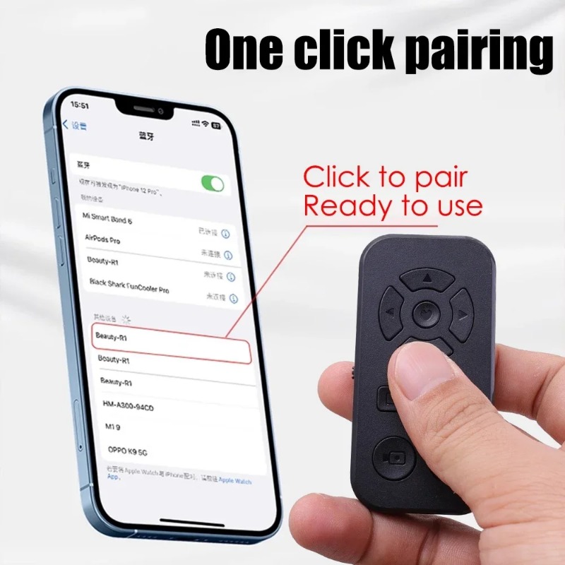 Điện thoại di động Bluetooth điều khiển từ xa tương thích với iPhone Samsung Xiaomi Huawei Oppo nút màn trập camera bộ điều khiển không dây tiktok truyền hình trực tiếp lần lượt