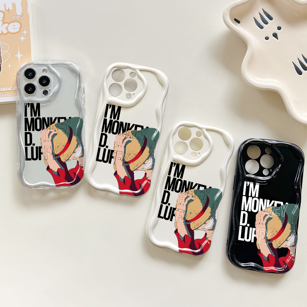 Jizetin for Redmi 14C Xiaomi Poco C75 Back Cover One Piece Luffy Cream Wavy Edge Soft Silicone Phone Case.