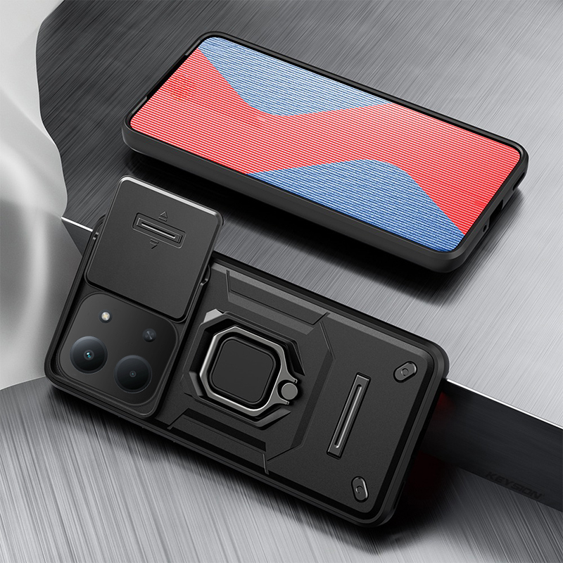 For Redmi 15 Phone Case Camera Lens Protector Shockproof Armor Iron Metal Car Ring Kickstand Bracket Casing for Redmi 15C Cover Casing HP.