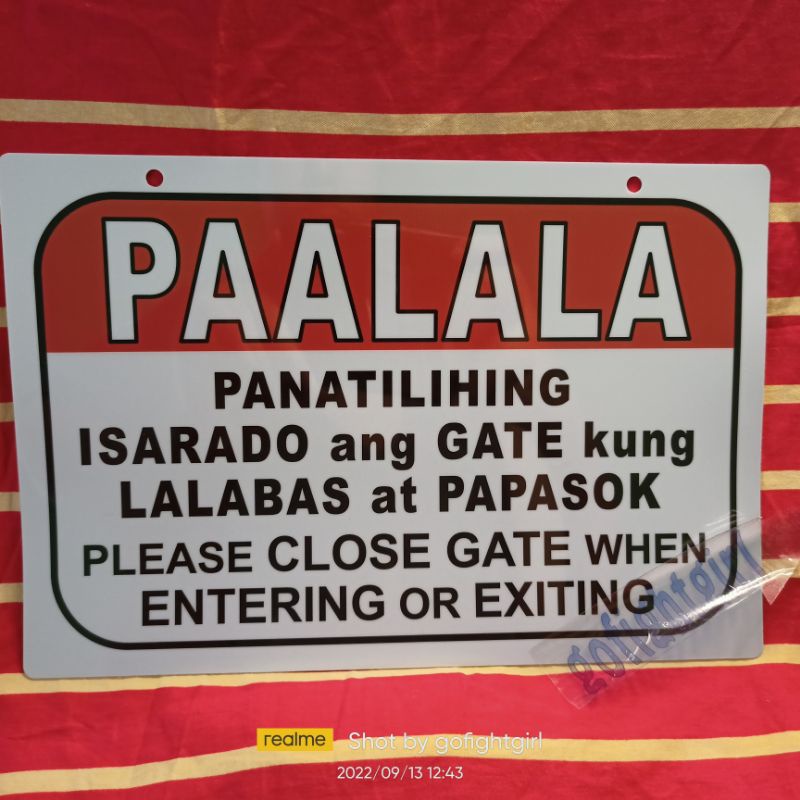 Isarado Ang Gate Please Close Gate When Entering Or Exiting Signage Pvc Plastic 78x11 Inches☀ 4866