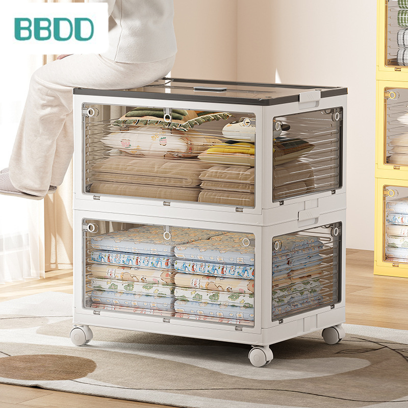 Folding storage box three-door student dormitory book folding box pet storage box transparent snack organizing box