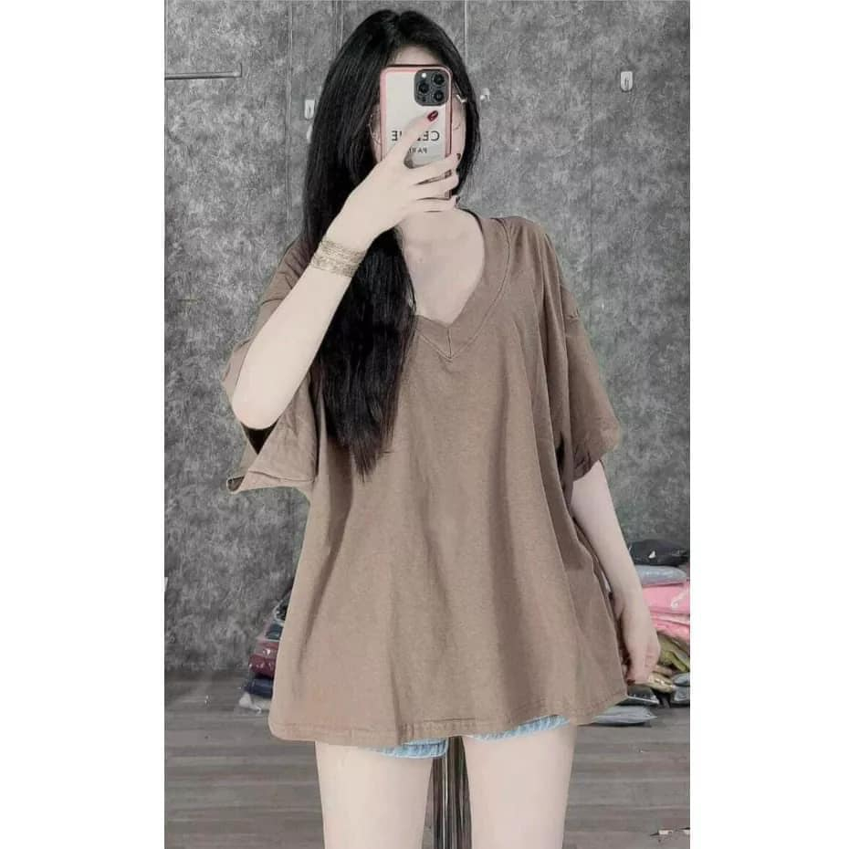 Áo Phông Cổ Tim Chất Cotton Giấy Siêu Mềm Mát