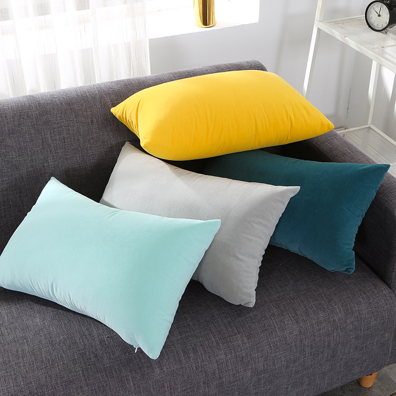 Cushion Cover 30x50cm Rectangle Pillow Case For Living Room Sofa Solid  Color Velvet Throw Pillowcase Home Decoration - Main Image