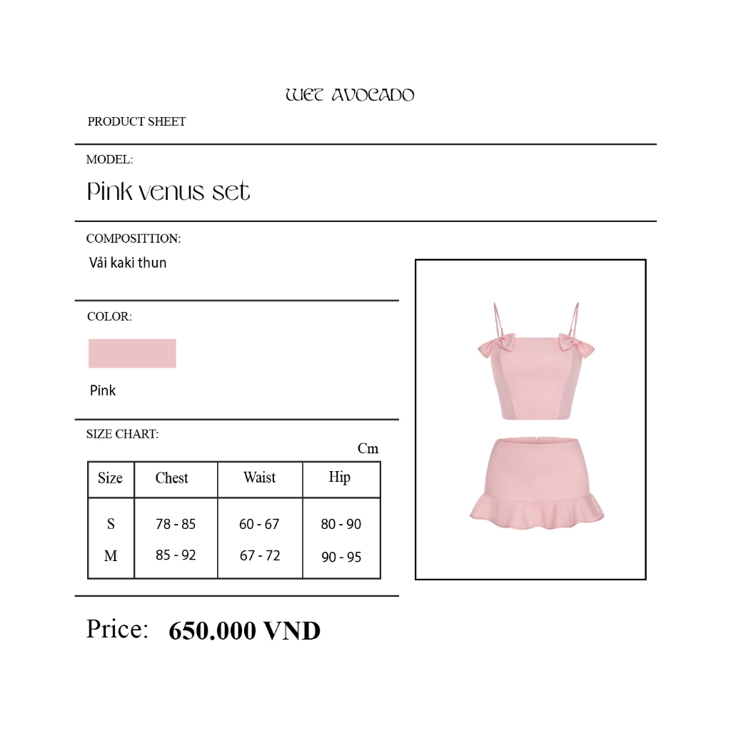 [SALE LỚN CUỐI NĂM 12-14.12] WET AVOCADO | PINK VENUS SET
