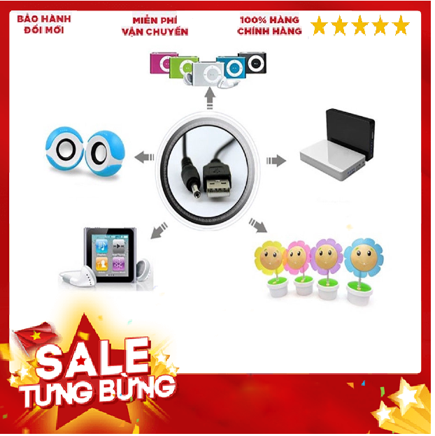 Cáp sạc USB ra jack đầu tròn 3.5mm