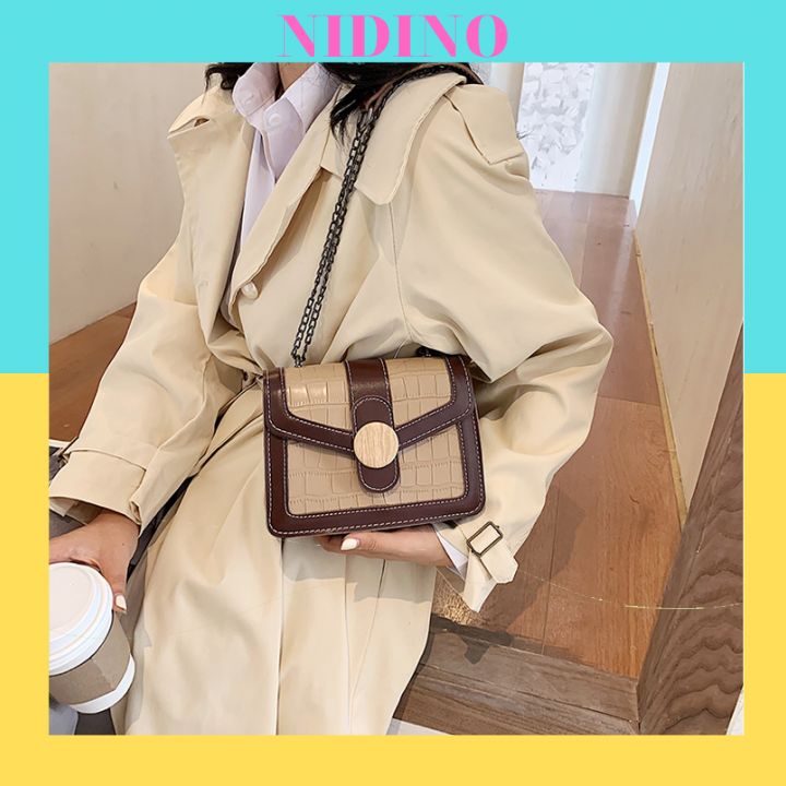 Túi đeo chéo nữ NIDINO túi xách tay viền da rắn phong cách Hàn Quốc TX107 thumbnail