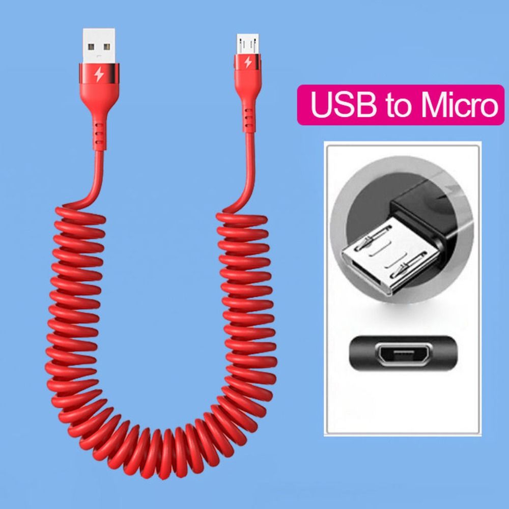 IRCTBV TPU Body Spring Data Cable Resilient Copper Wire Core Mobile Phone Charging Cable Portable Micro USB Fast Charging Data Cable Mobile Phone