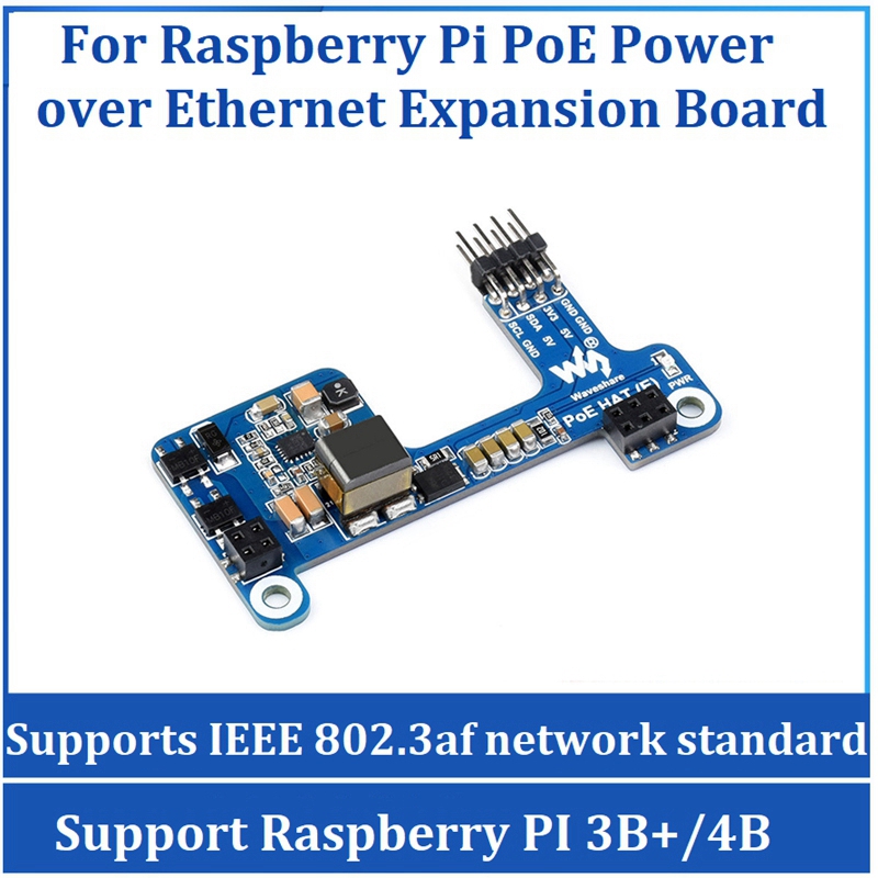 Waveshare pi hat pcb board expansion board poe hat ethernet power over expansion board for raspberry pi 3b+/4b for ieee 802.3af 1pcs