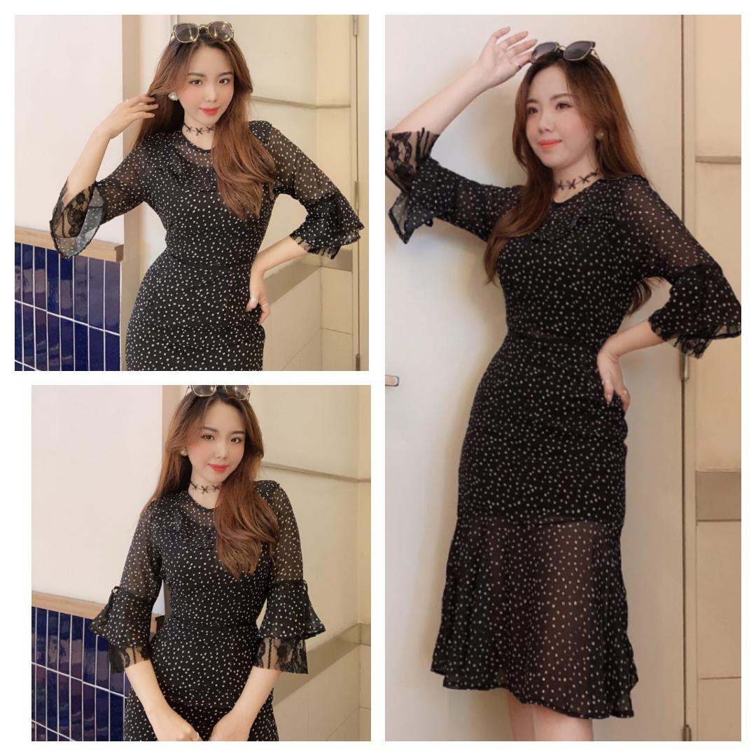 ĐẦM SUÔNG ĐUÔI CÁ CHẤM BI SANG TRỌNG THANH LỊCH Beyeu1688 - BY4325A