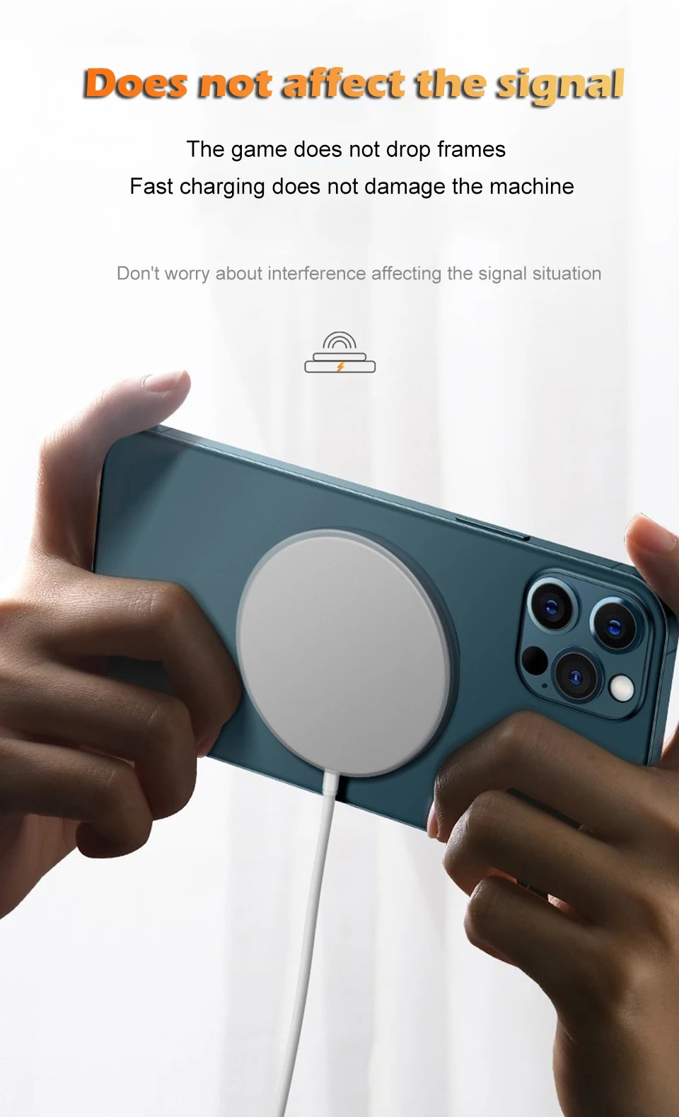 Universal Magnetic Wireless Charger for iPhone 12/13/14 Series, Fast Charging Pad with Smart Connectivity.