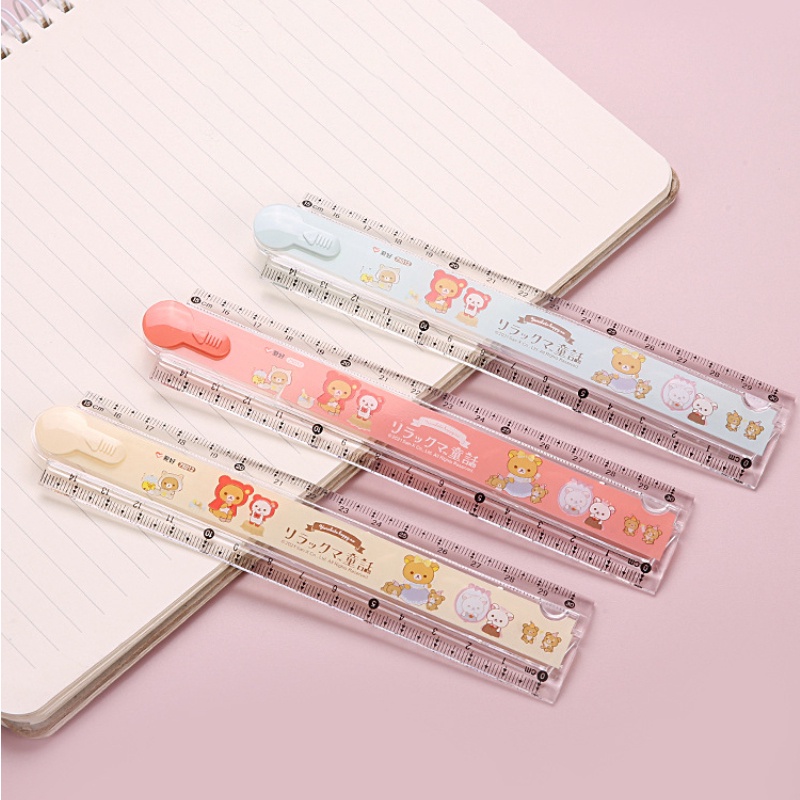 Cartoon Bear Multi-function Folding Ruler 30 Cm Transparent Scale Drawing Ruler Student Stationery Supplies