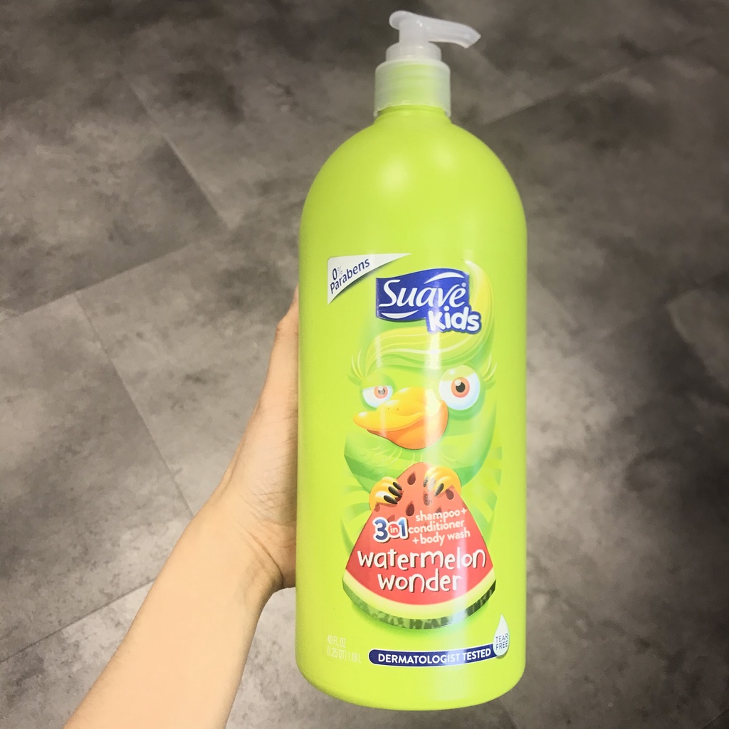 Tắm gội cho bé suave kid 3 trong 1 dưa hấu - táo -chai tắm bé