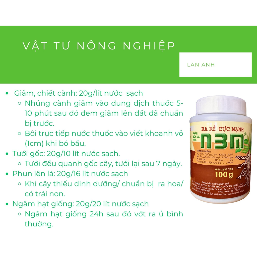 Thuốc Kích Thích Ra Rễ Cực Mạnh N3M