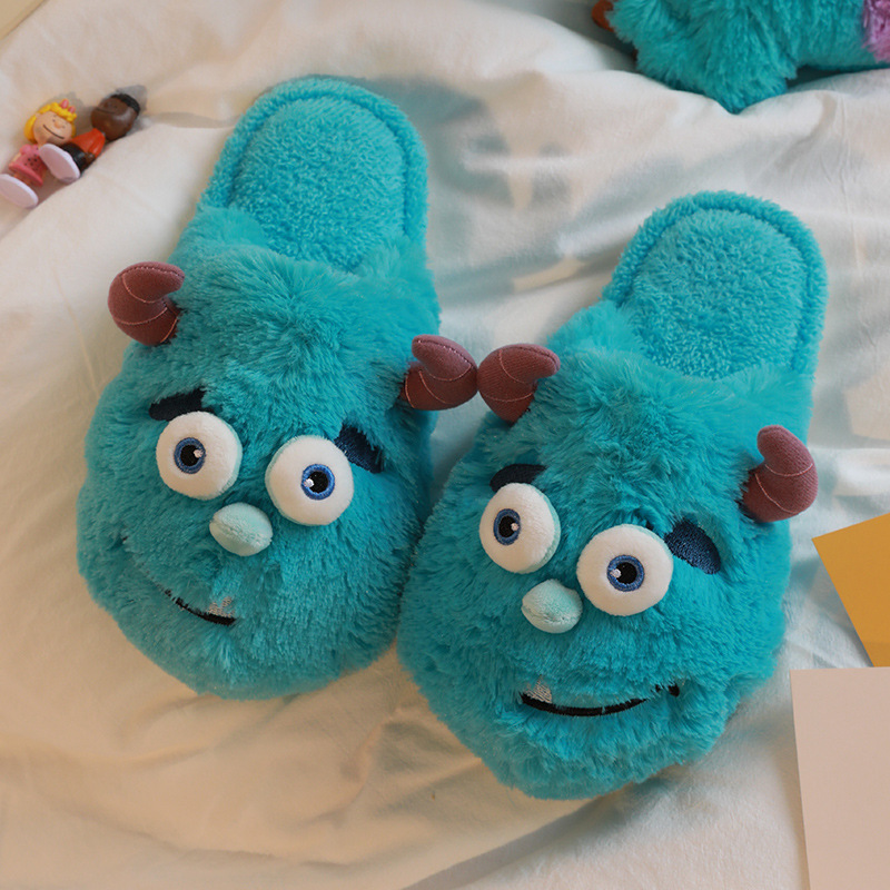 RENBEN Cute cotton slippers women's home indoor thermal plush cotton slippers cartoon home couple slippers