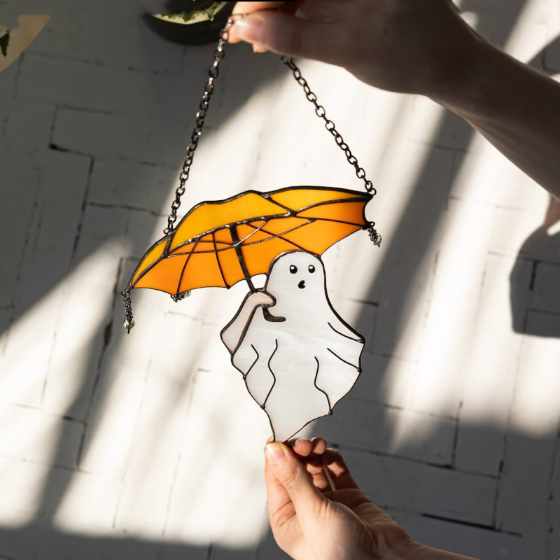 Mysterious and funny umbrella ghost hanging Halloween decoration