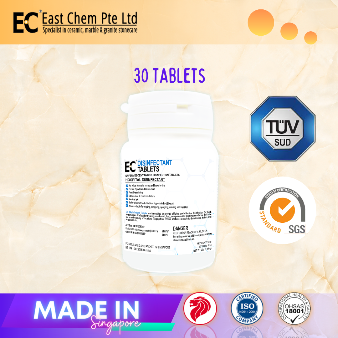 EC Disinfectant Tablets (NaDCC) Disinfect and Odor Remover Safer