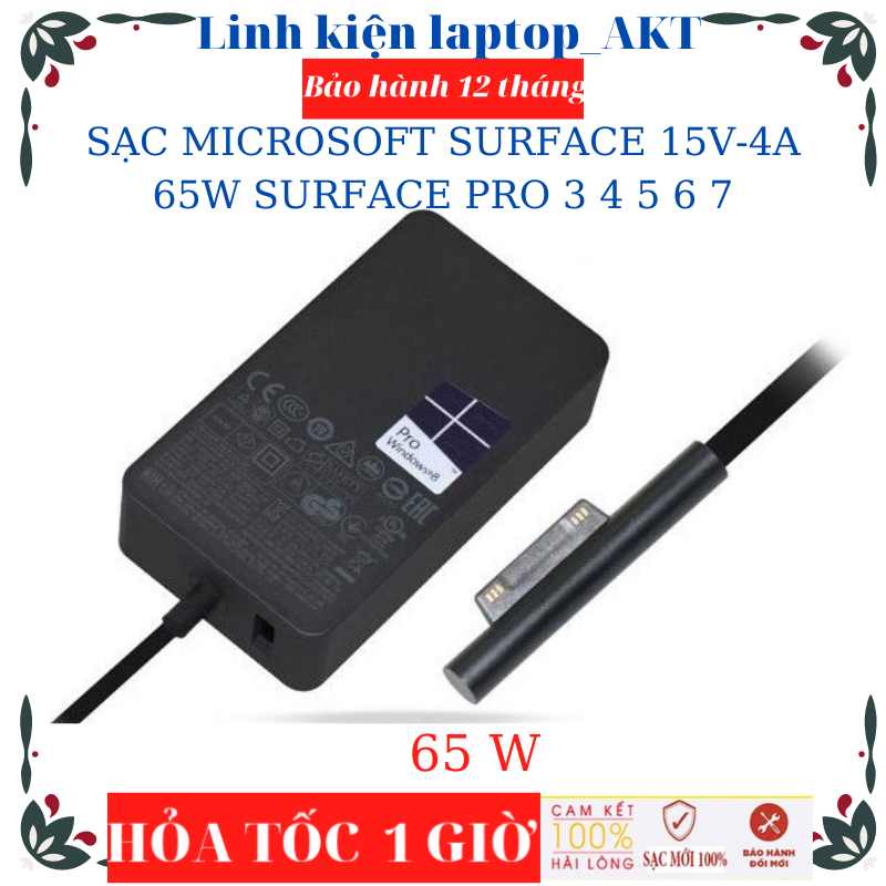 SẠC MICROSOFT SURFACE 15V-4A-65W SURFACE PRO 3 4 5 6 7 MICROSOFT SURFACE 1706 Surface Book Surface Laptop