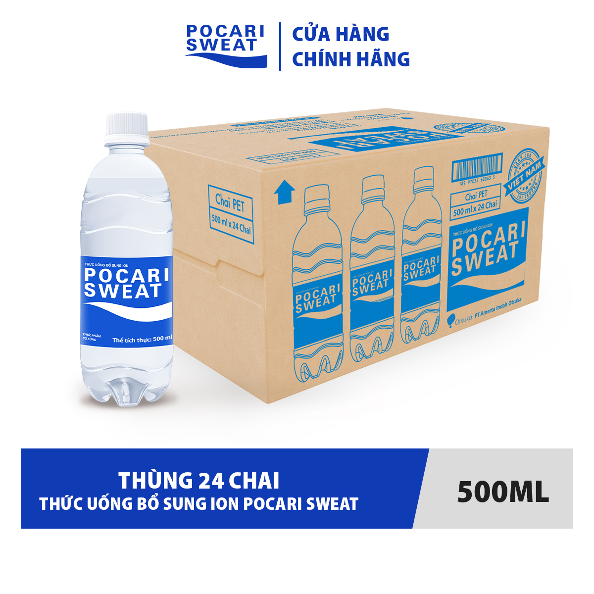 Thùng 24 Chai Thức Uống Bổ Sung ion Pocari Sweat 500ml Chai