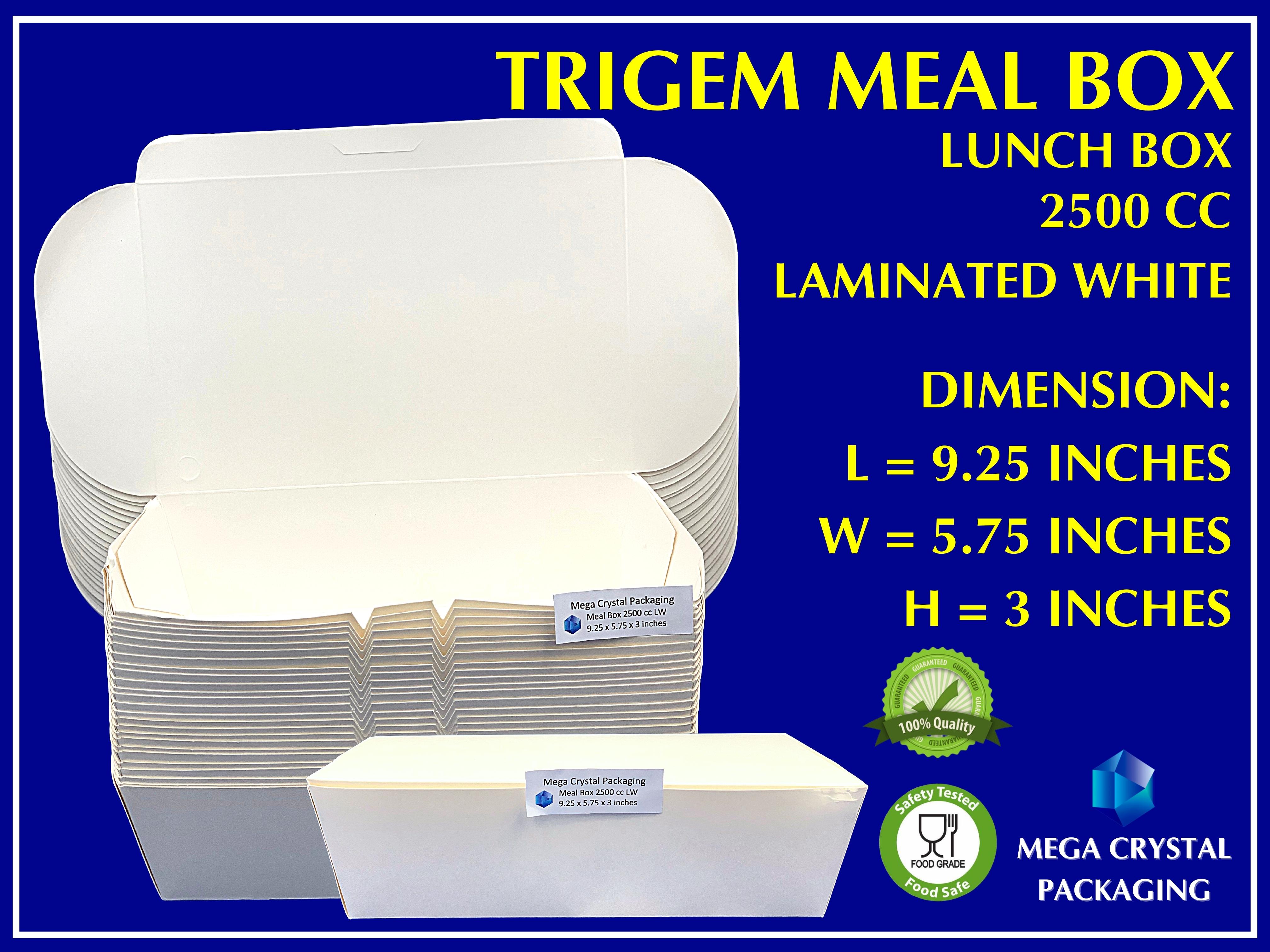 Trigem Meal Box 2500cc Laminated White / Brown Silver ( 25 pcs. Per ...