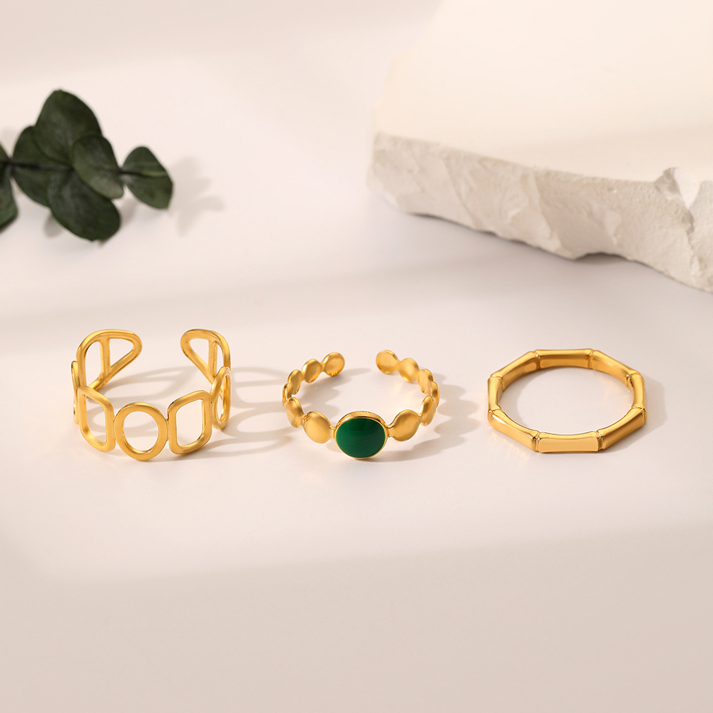 %E3%80%90Special%20offer%E3%80%91Fashion%20New%20Stainless%20Steel%20Golden%20Open%20O-Shape%20Round%20Oil%20Dropping%20Green%20Three-Piece%20Ring%20for%20suit%20Women%20-%20Image%204