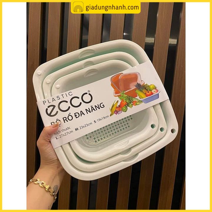 Bộ Rổ Nhựa Kèm Chậu 6 món Ecoco ( 3 Rổ 3 Chậu )Cao cấp
