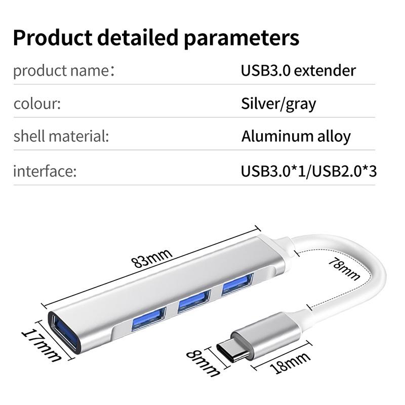 【FREESHIP】Bộ Chia 4 Cổng USB 3.0 Type C Cho Laptop Máy Tính