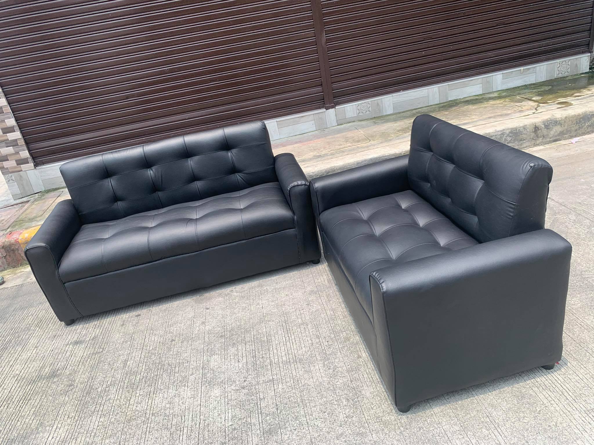 ERIKA LOVE SOFA 2 AND 3 SEATER BLACK LEATHER URATEX FOAM Lazada PH