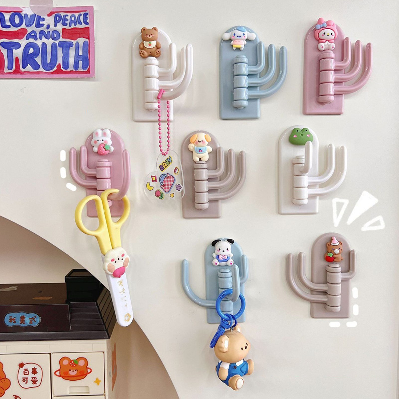 Punch-free hook cute seamless three-hook wall strong paste door dormitory self-adhesive sticky hook rotating wall