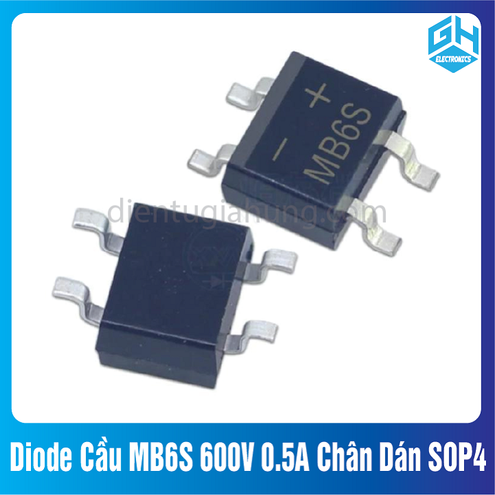 Combo 10 con Diode Cầu MB6S 600V 0.5A Chân Dán SOP 4