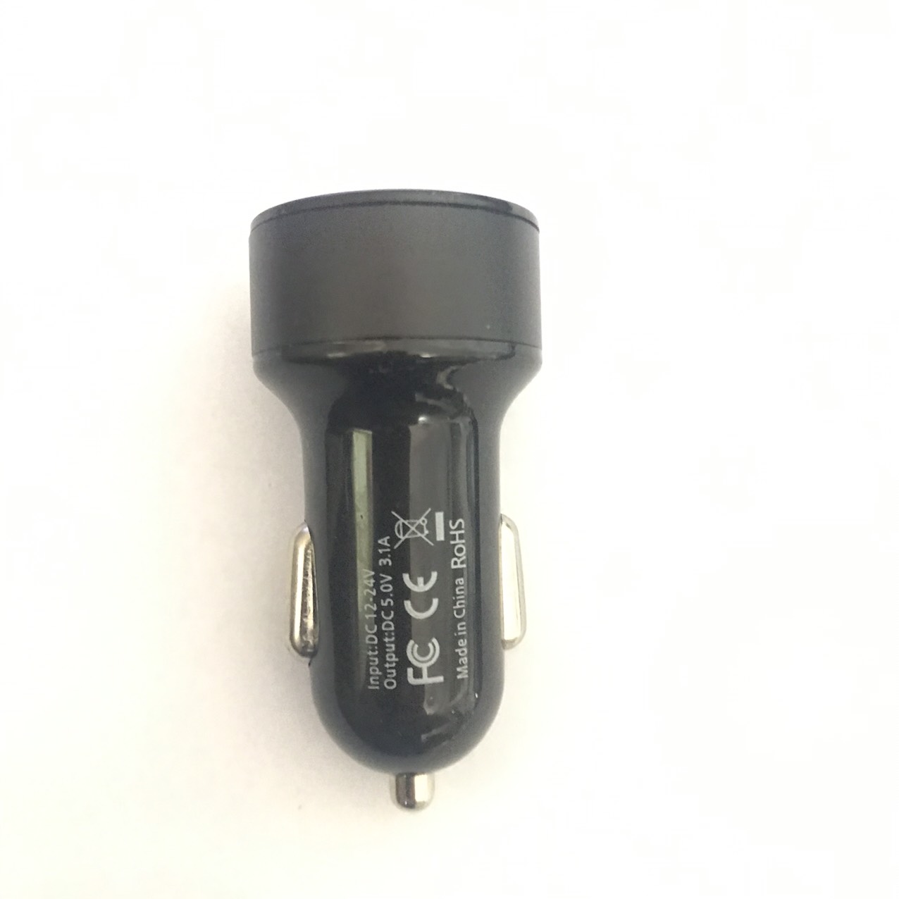 2 Port USB car charger main body Black