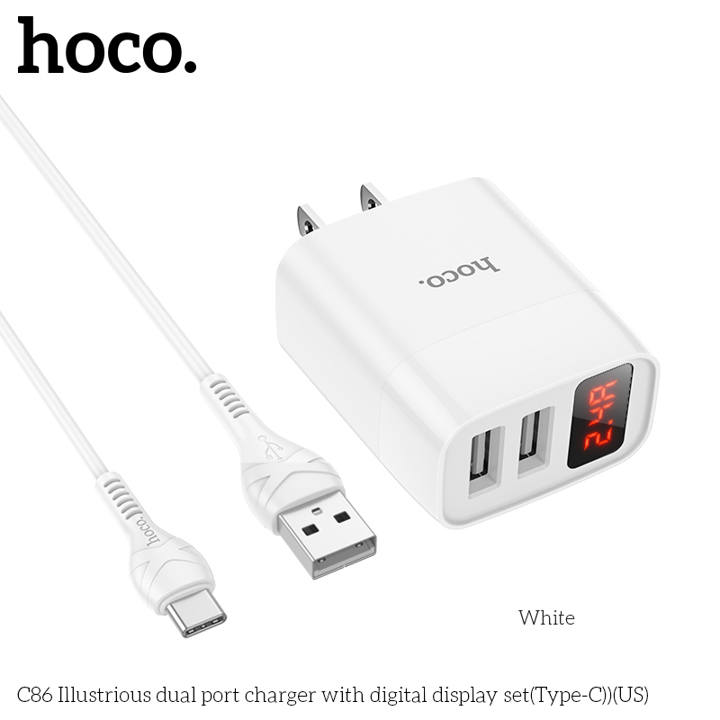 Cóc (Cổng) Sạc Nhanh Hoco HK2 plus/ Bộ sạc C86 3.4A 2 cổng USB