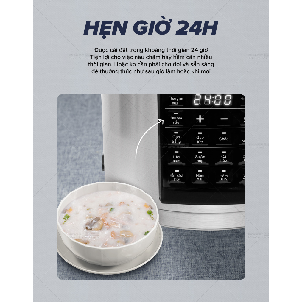[ GENUINE SHARP ] Sharp Multifunction Cooker 9L Capacity, Stainless Steel Material Good Heat Resistant, 13 Pre-programmed Cooking Functions, Comes With 3 Accessories Porcelain Pot, Stainless Steel Steamer Tray, Stainless Steel Rack, Glass Cover Strong Str