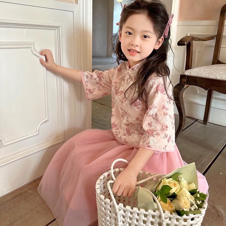 Bộ hán phục cách tân hai mảnh phong cách trung hoa cho bé gái hzffc0234