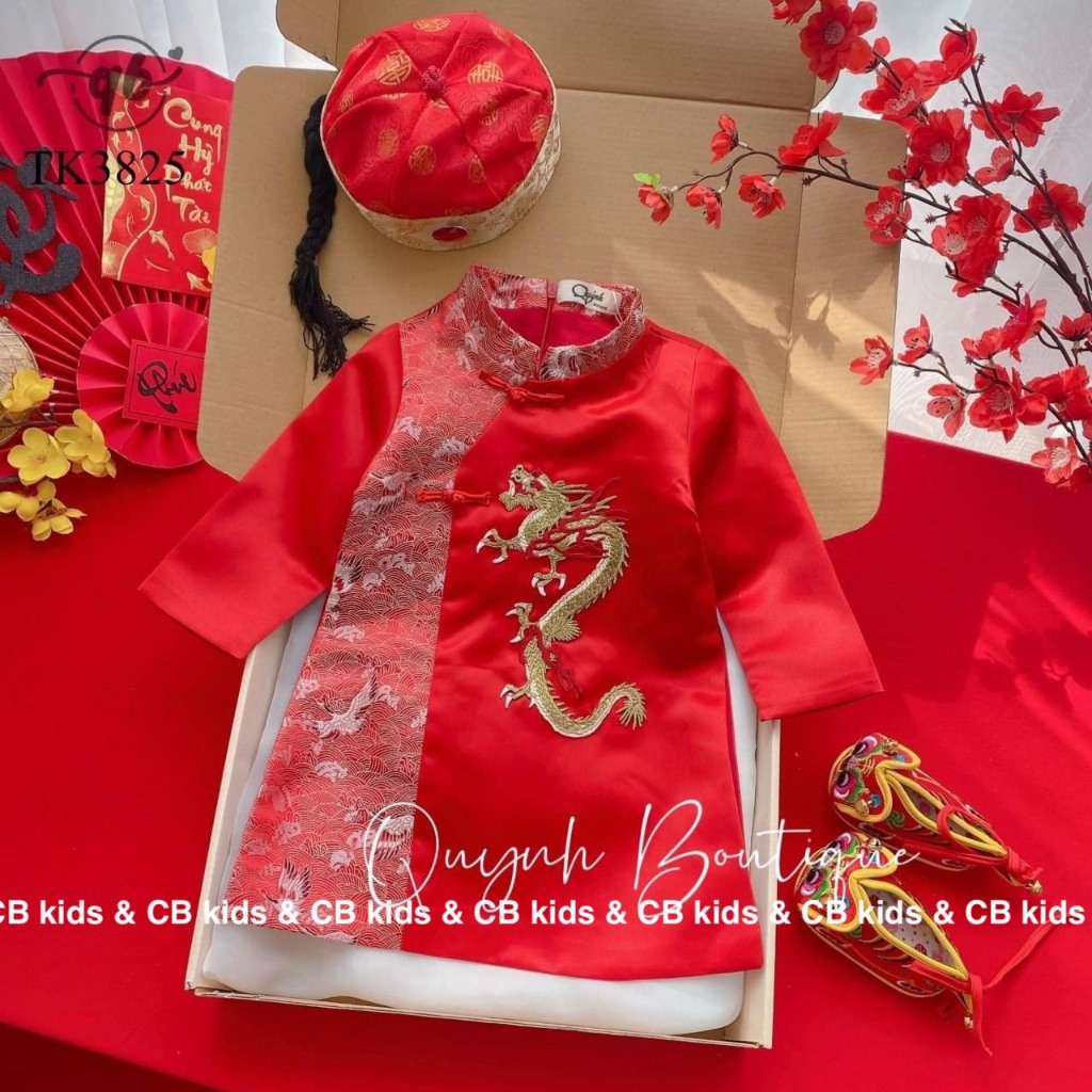 8-28kg áo dài bé trai mặc lễ tết bảnh bao