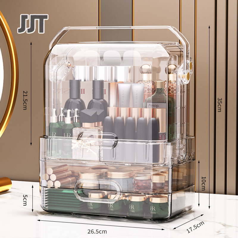 Cosmetic storage box Dustproof cover Large-capacity shelf Multifunctional storage box Desktop storage box Cosmetic storage box Dresser rack powder box