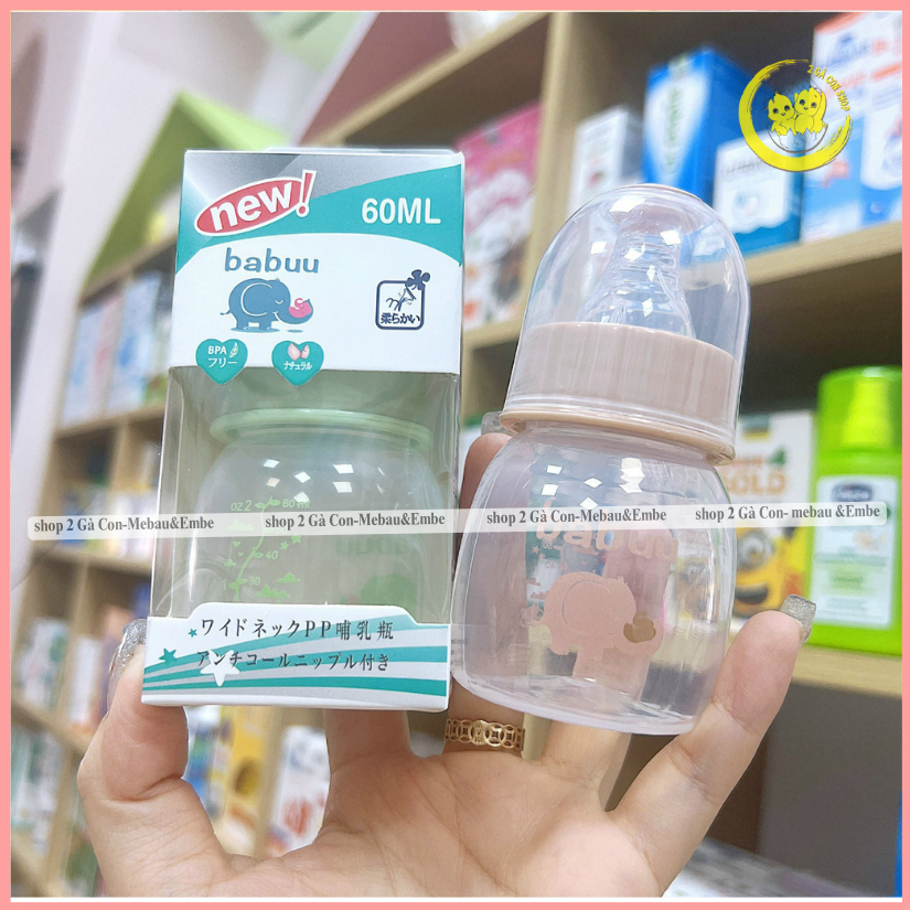 Bình sữa BaBu nhật 60ml núm mềm chống sặc sữa,đầy hơi