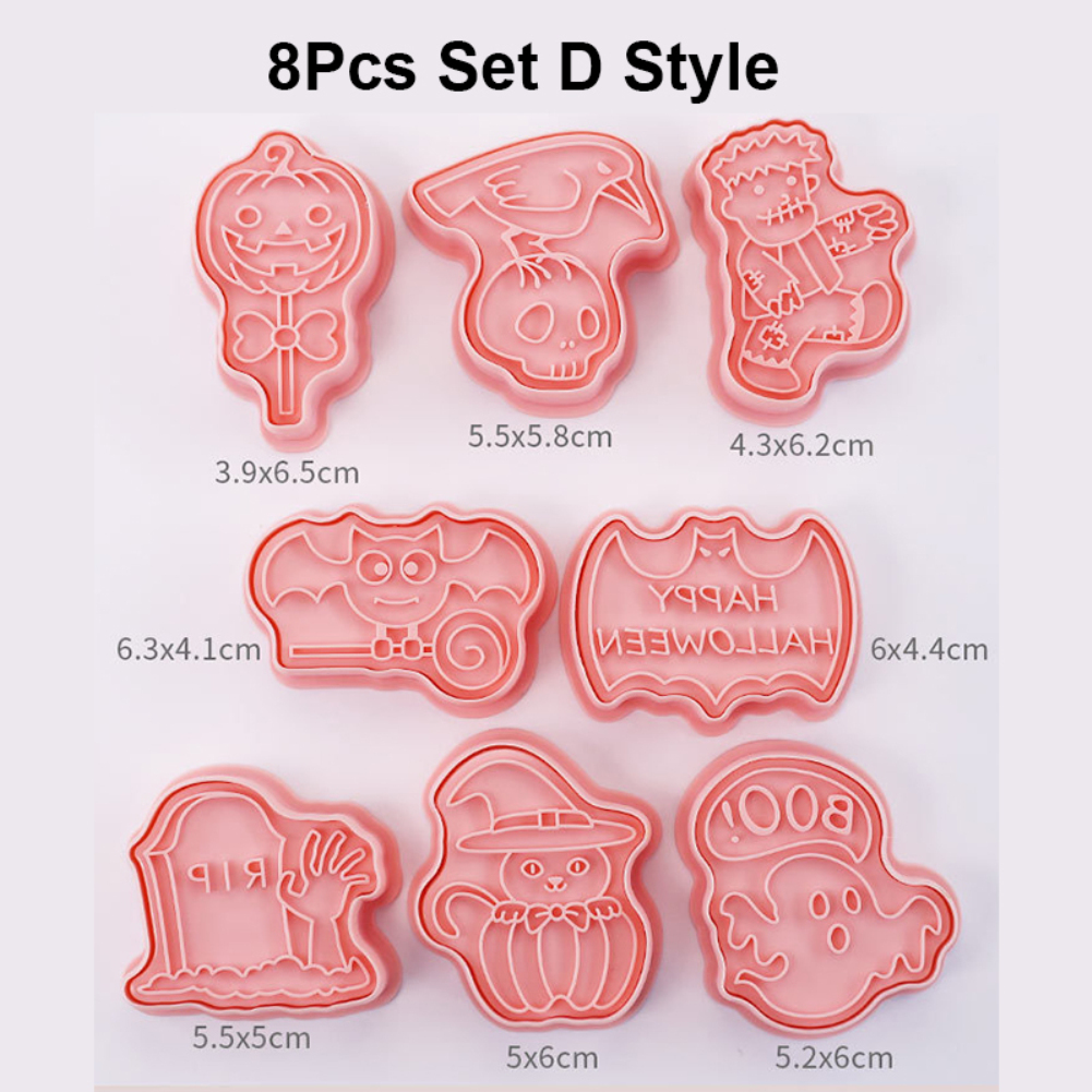 Biscuit Stamp Mold Pp 10g Baking Supplies Halloween Cookie Cutters Creative Kitchen Tools Cake Decorating Tool Biscuit Mold#1Pc or 8pcs(A Set) Cookie Mold