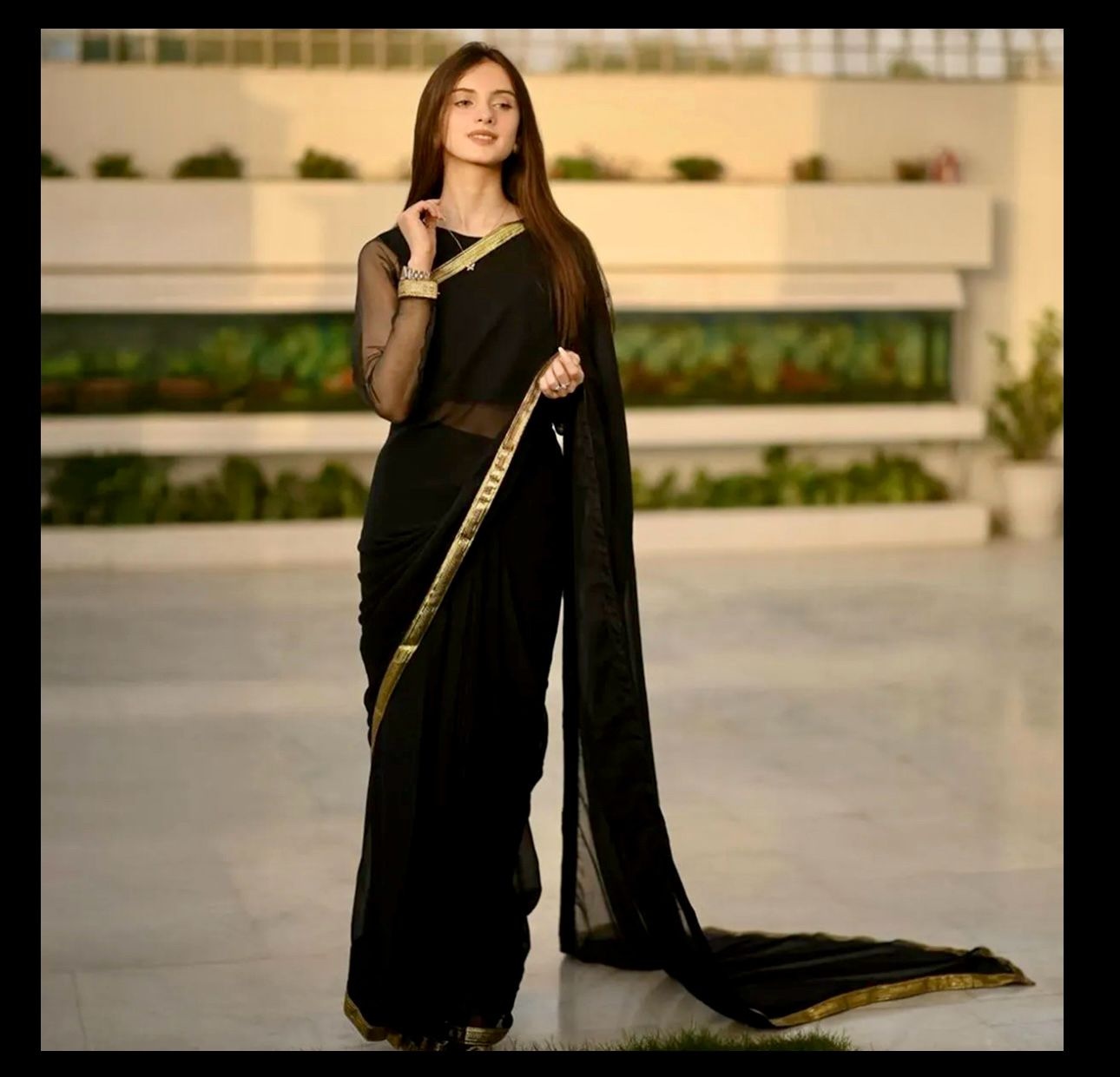 Women’s Stitched Chiffon Saree with Blouse and Petticoat - Ready to Wear| Women Stylish Chiffon Saree Stitched |  Saree For Girls with Full Blouse. 