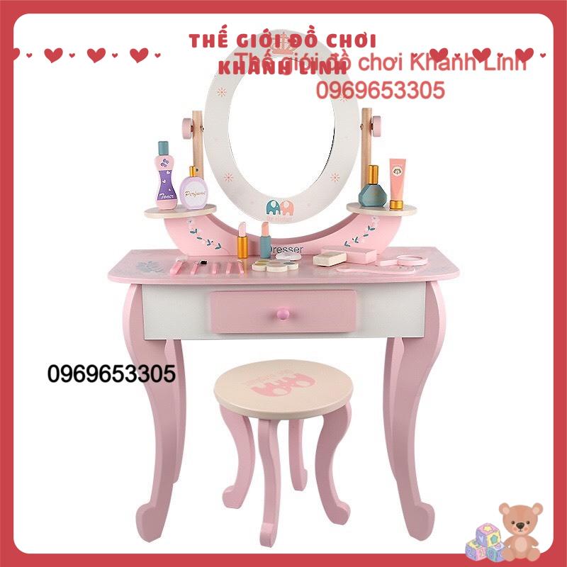 Đồ chơi bàn trang điểm bằng gỗ cao 90cm (2 màu )