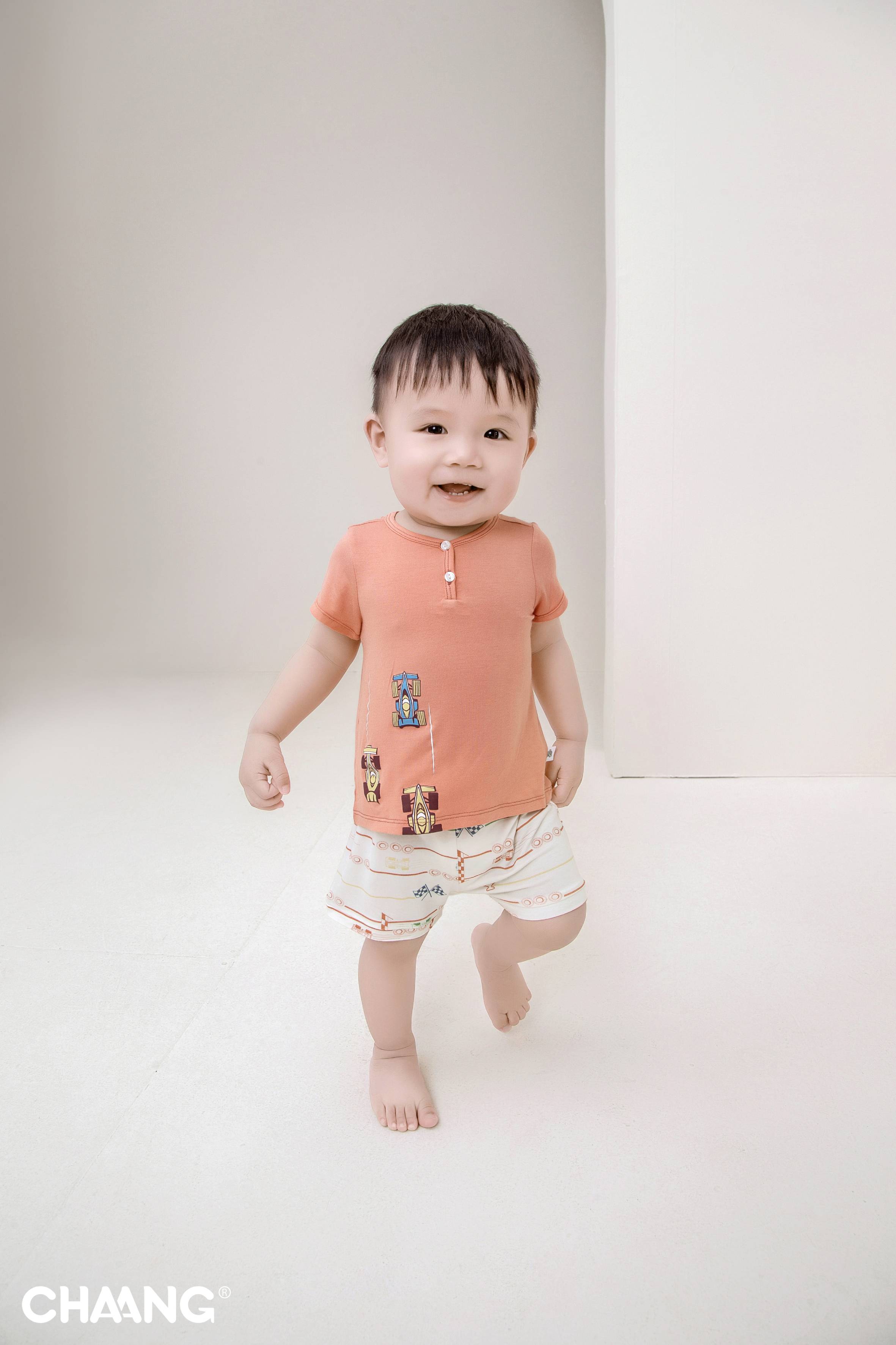 [CHAANG] Bộ Cộc Cho Bé Cổ Trụ Active Đỏ Chaang